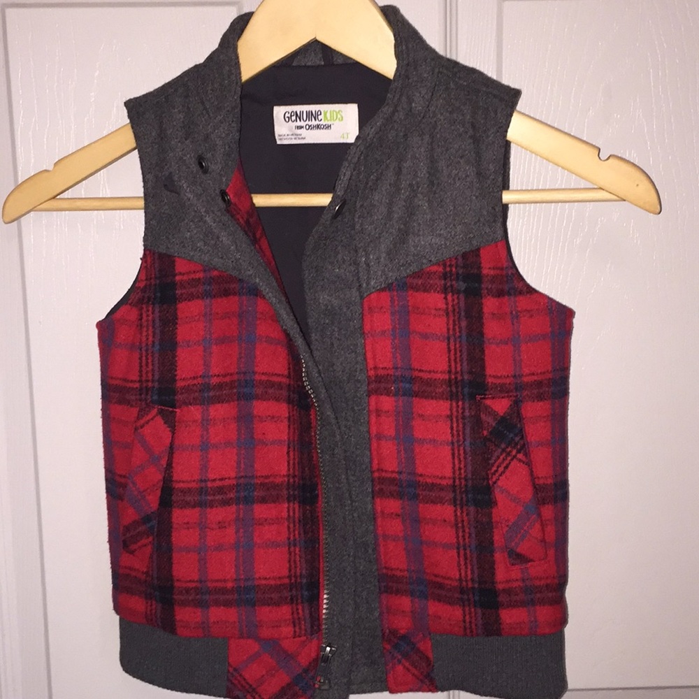 Boys Plaid & Grey Vest